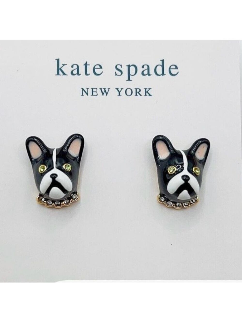 Kate spade French bulldog pierced earrings NWOT